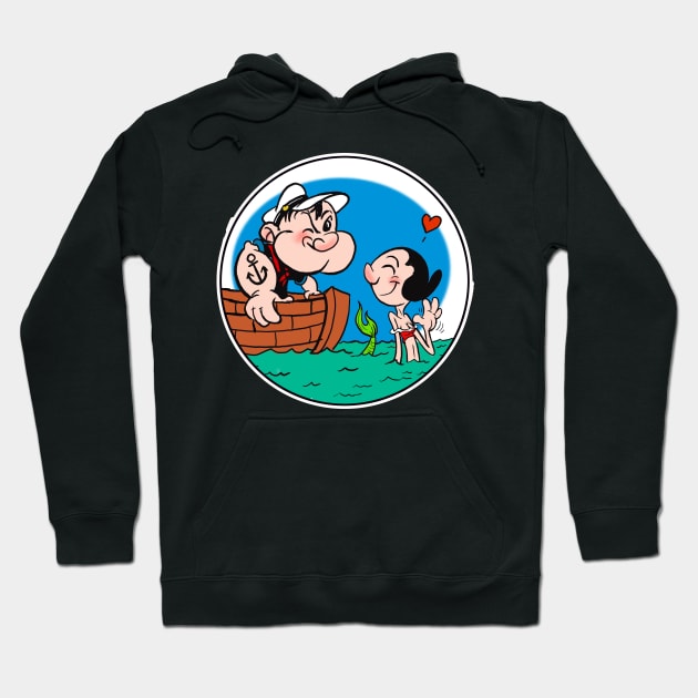 Popeye and Olive Mermaid Hoodie by Biomek